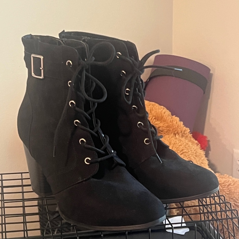12. NWOT Torrid Black Lace Up Boots Sturdy Design